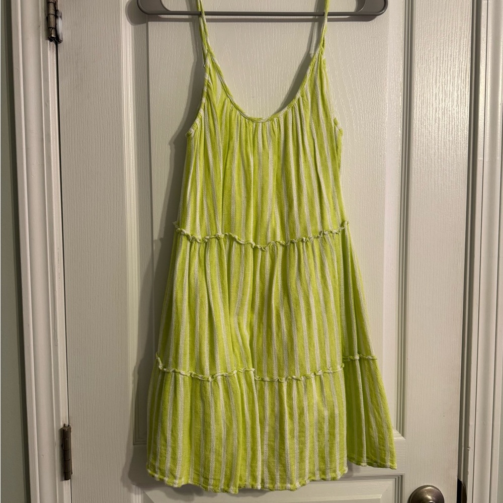 Lime Green Striped Sleeveless Dress